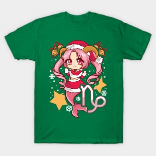 Chib Zodiac Capricorn Santa Claus Girl Manga Kawaii T-Shirt